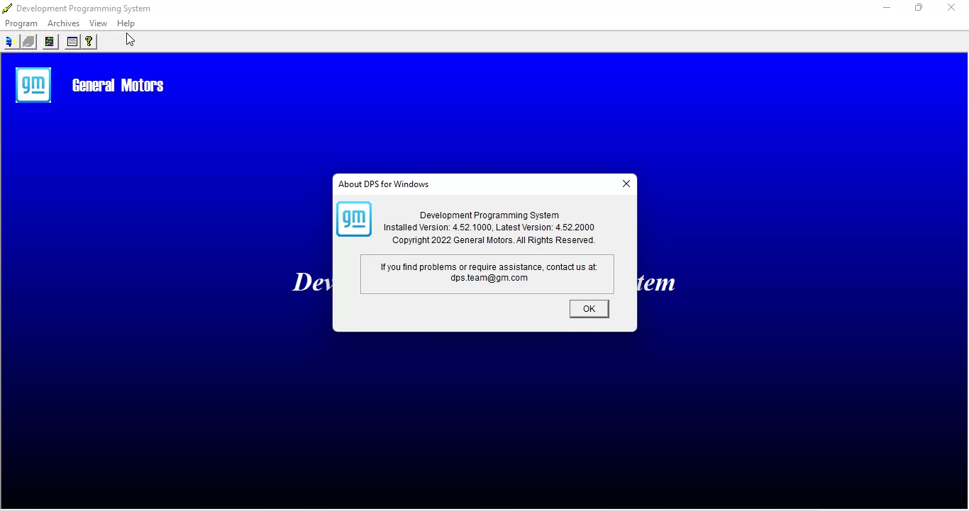 SISTEMA DE PROGRAMAÇÃO DE DESENVOLVIMENTO DA GENERAL MOTORS 4.52.1000