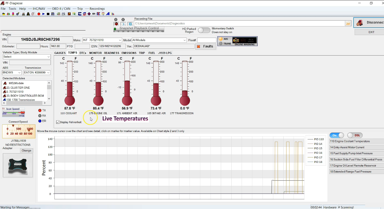 PF-Diagnose e ferramenta universal de diagnóstico de caminhões 2019