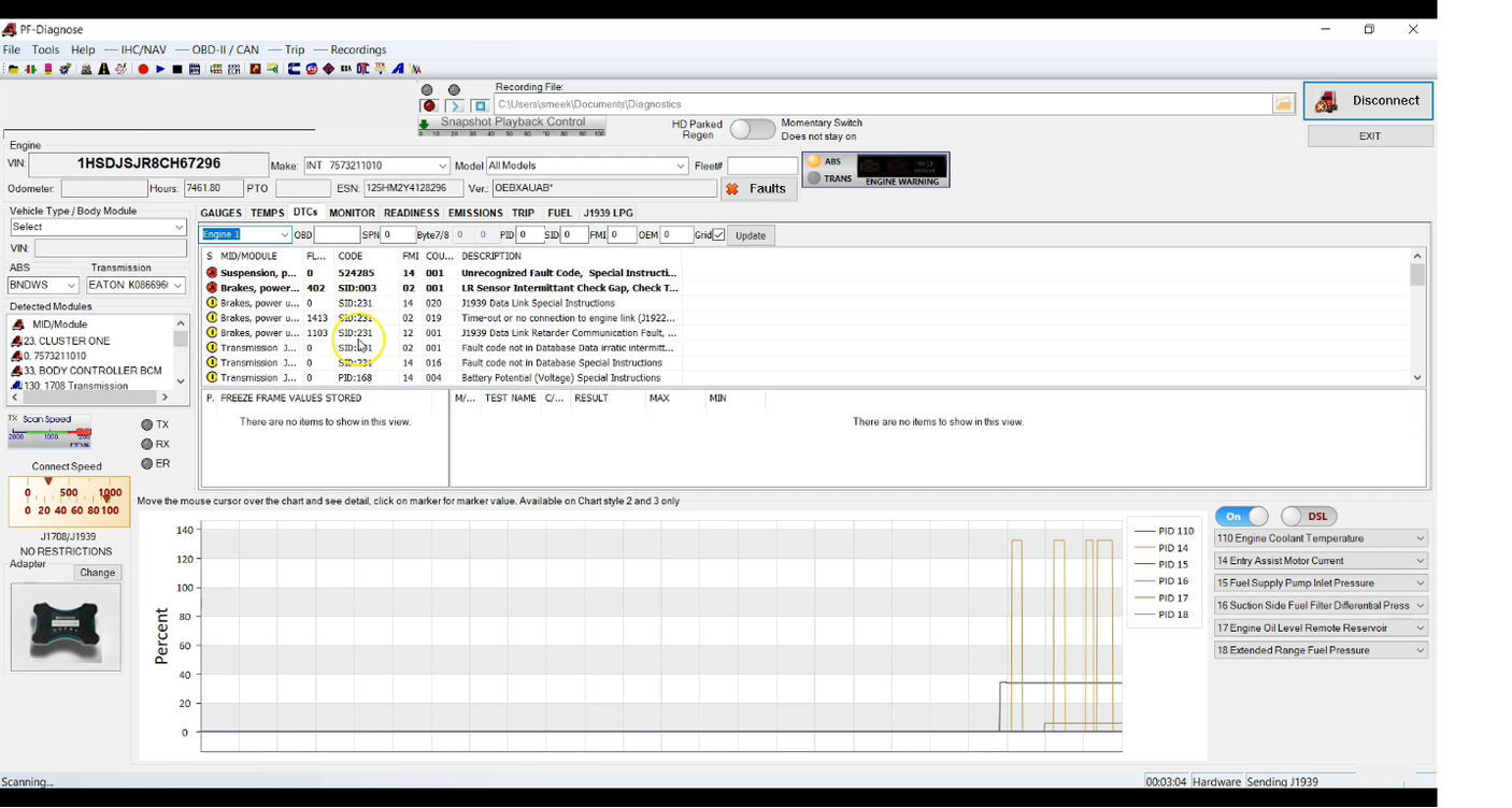 PF-Diagnose e ferramenta universal de diagnóstico de caminhões 2019