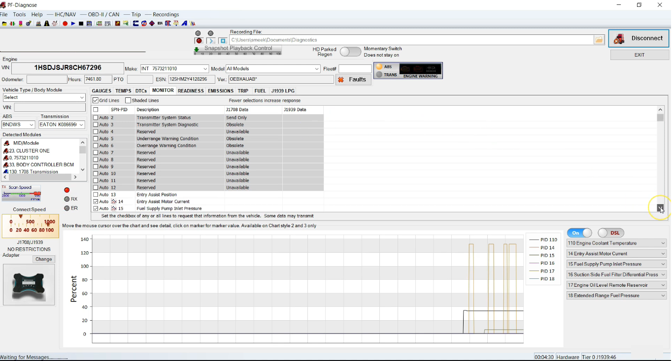 PF-Diagnose e ferramenta universal de diagnóstico de caminhões 2019