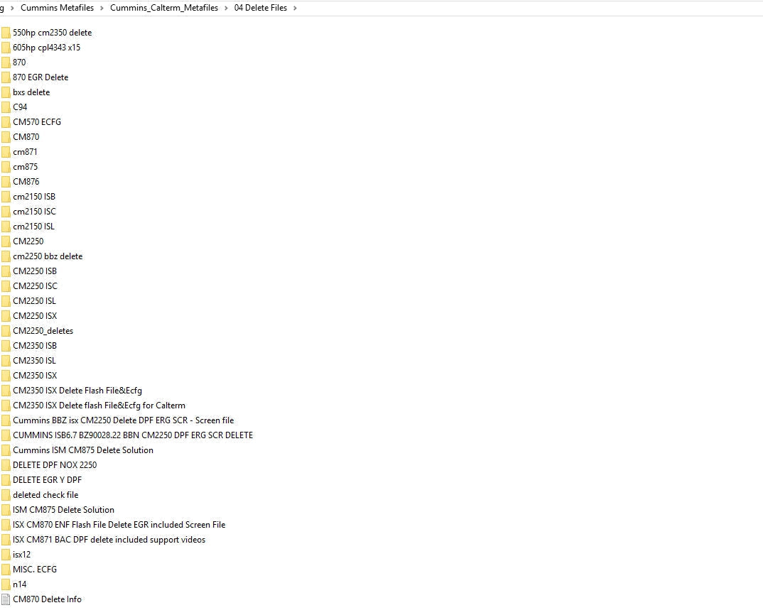 Cummins METAFILES 52GB ECFG E2M SCREEN CBF Config & Delete FILES Atualização 04.2022
