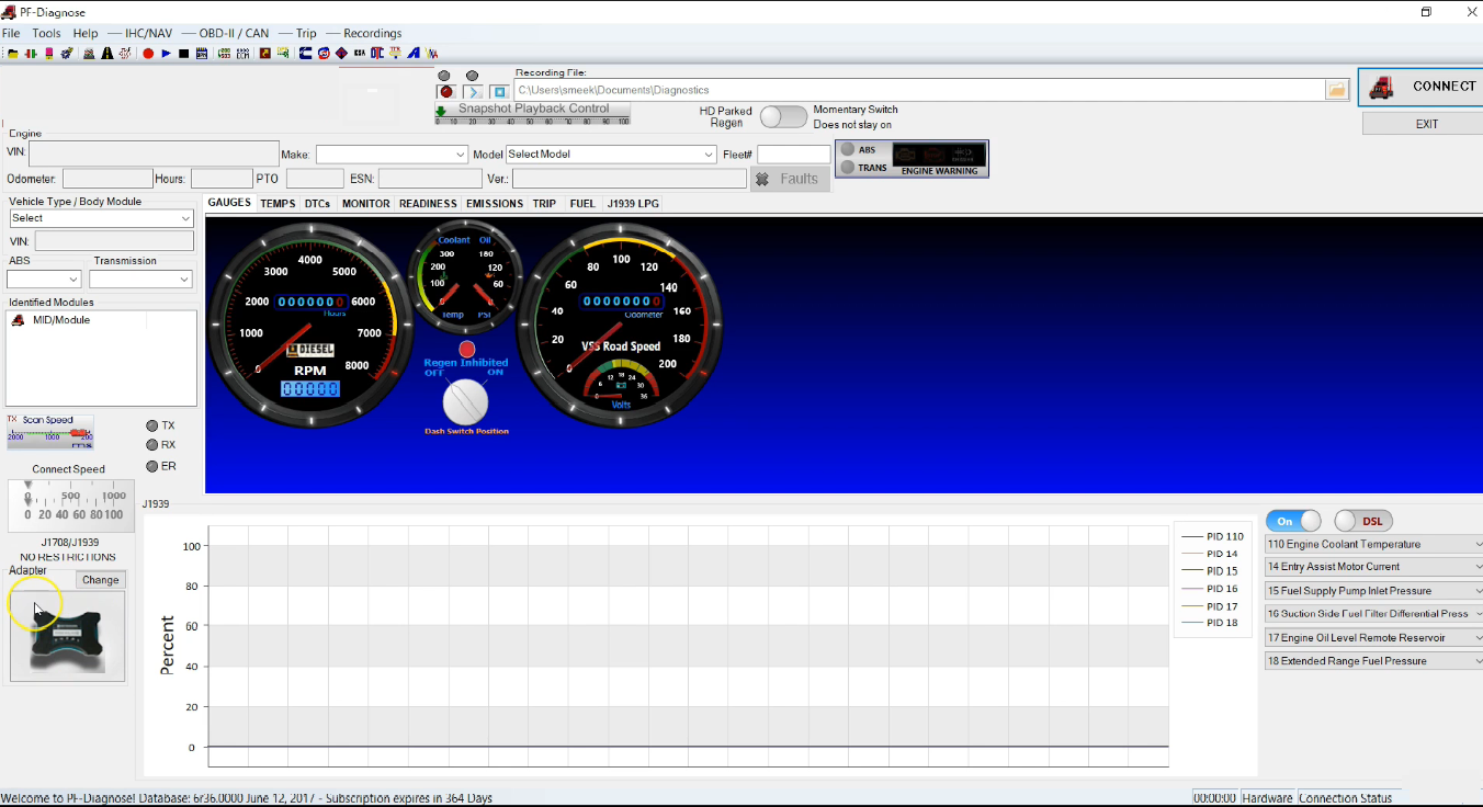 PF-Diagnose e ferramenta universal de diagnóstico de caminhões 2019