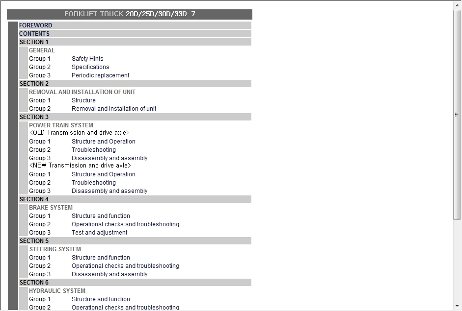 Manuais de serviço de empilhadeira Hyundai / Manuais de operação 2020