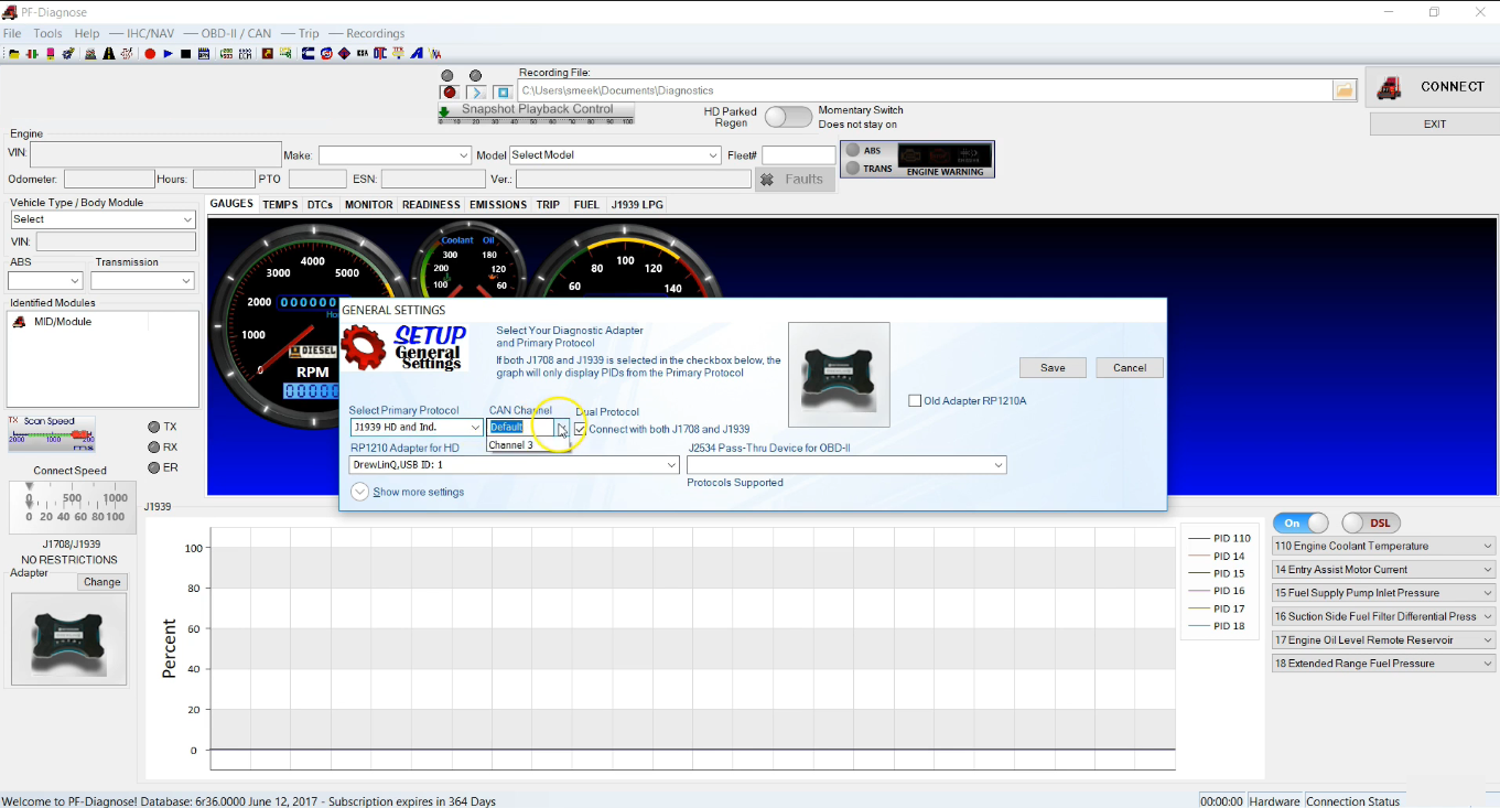 PF-Diagnose e ferramenta universal de diagnóstico de caminhões 2019 