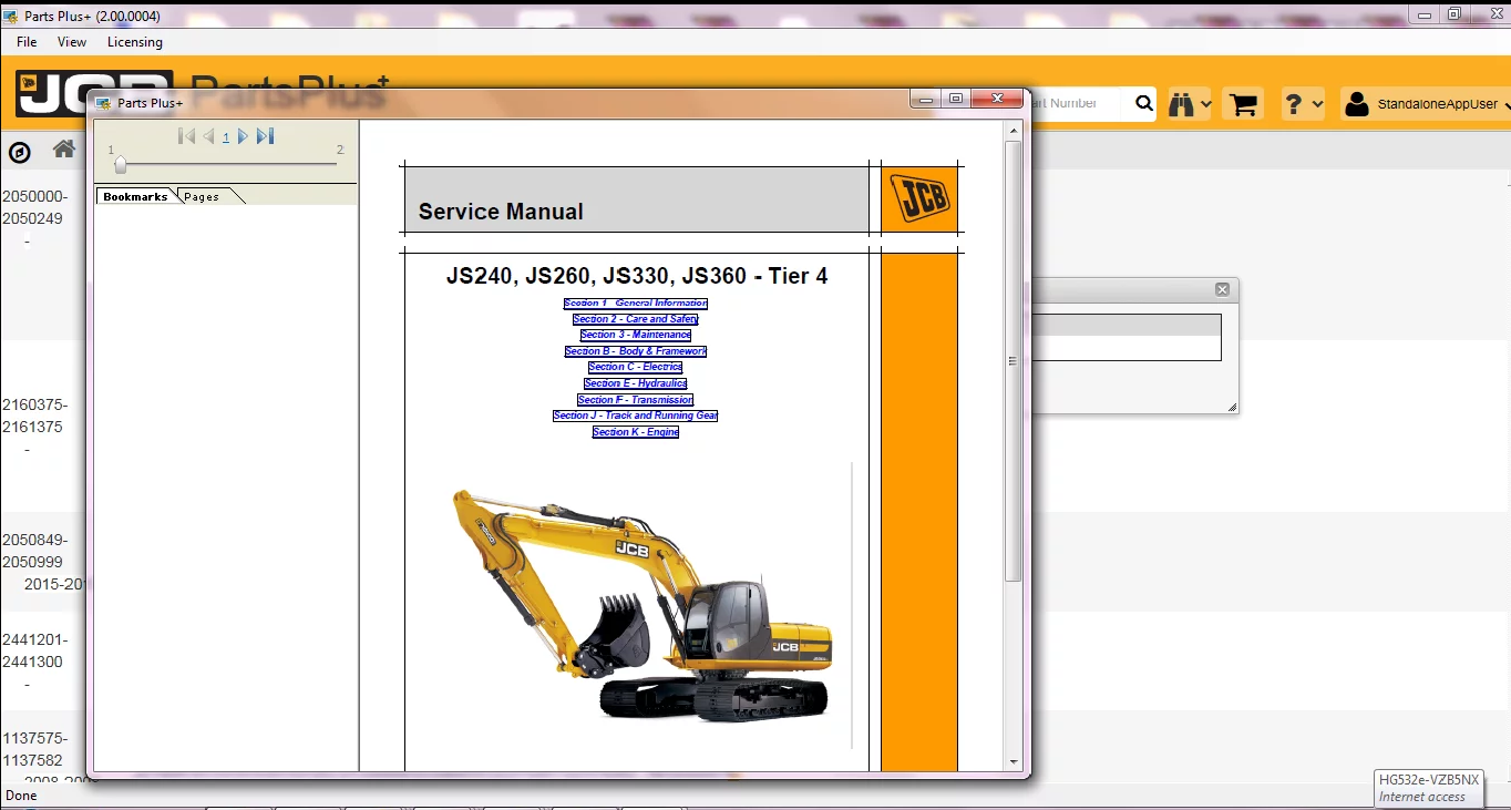 JCB PARTS PRO PLUS 2017 2DVD + MANUAL DE SERVIÇO 2019 1DVD 
