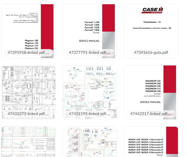 Pacote de manuais de serviço de equipamentos agrícolas e de construção Case 140,3 GB 