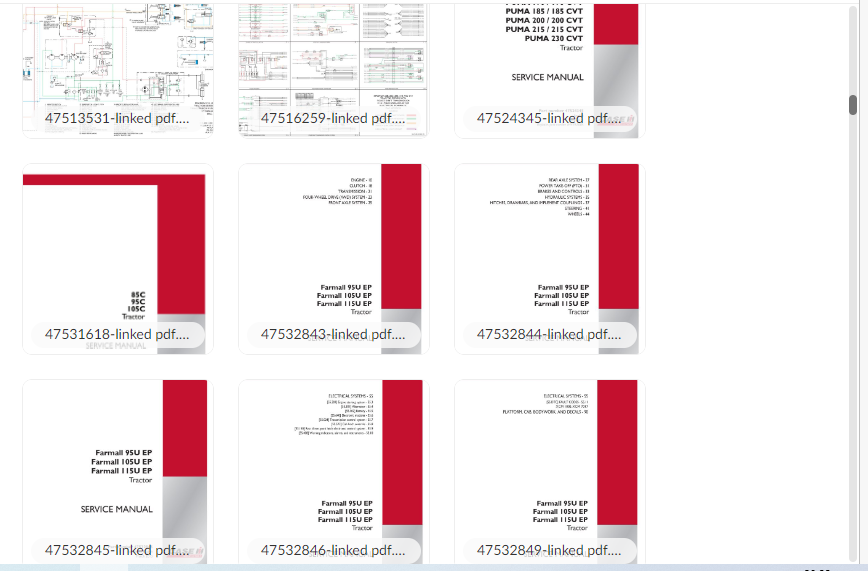Pacote de manuais de serviço de equipamentos agrícolas e de construção Case 140,3 GB 